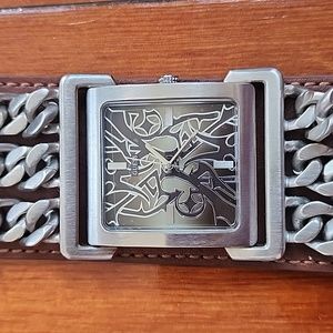 Guess Silver and Brown Men's Watch